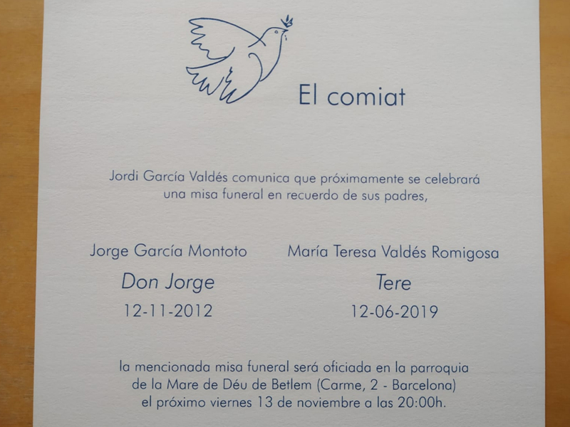 Cerimònia en record de Jorge García Montoto i María Teresa Valdés Romigosa