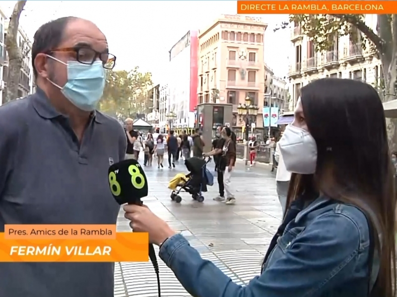 Entrevista al president d'Amics de La Rambla, Fermín Villar, en el programa Directe Catalunya de 8 tv