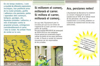 La Fundació Barcelona Comerç signa un conveni amb l’Ajuntament per mantenir les persianes dels comerços netes de grafitis