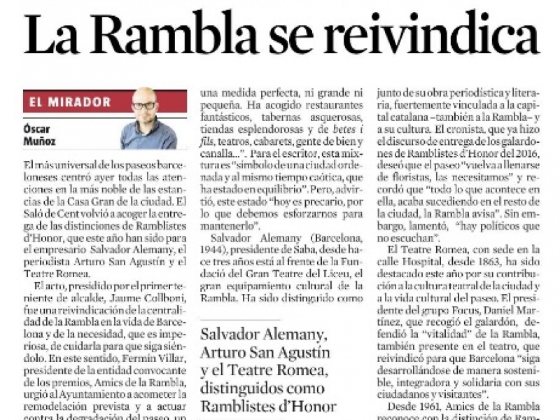 Resum de premsa sobre La Rambla. Octubre 2019