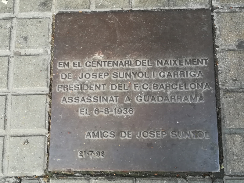 Placa en memòria de Josep Sunyol